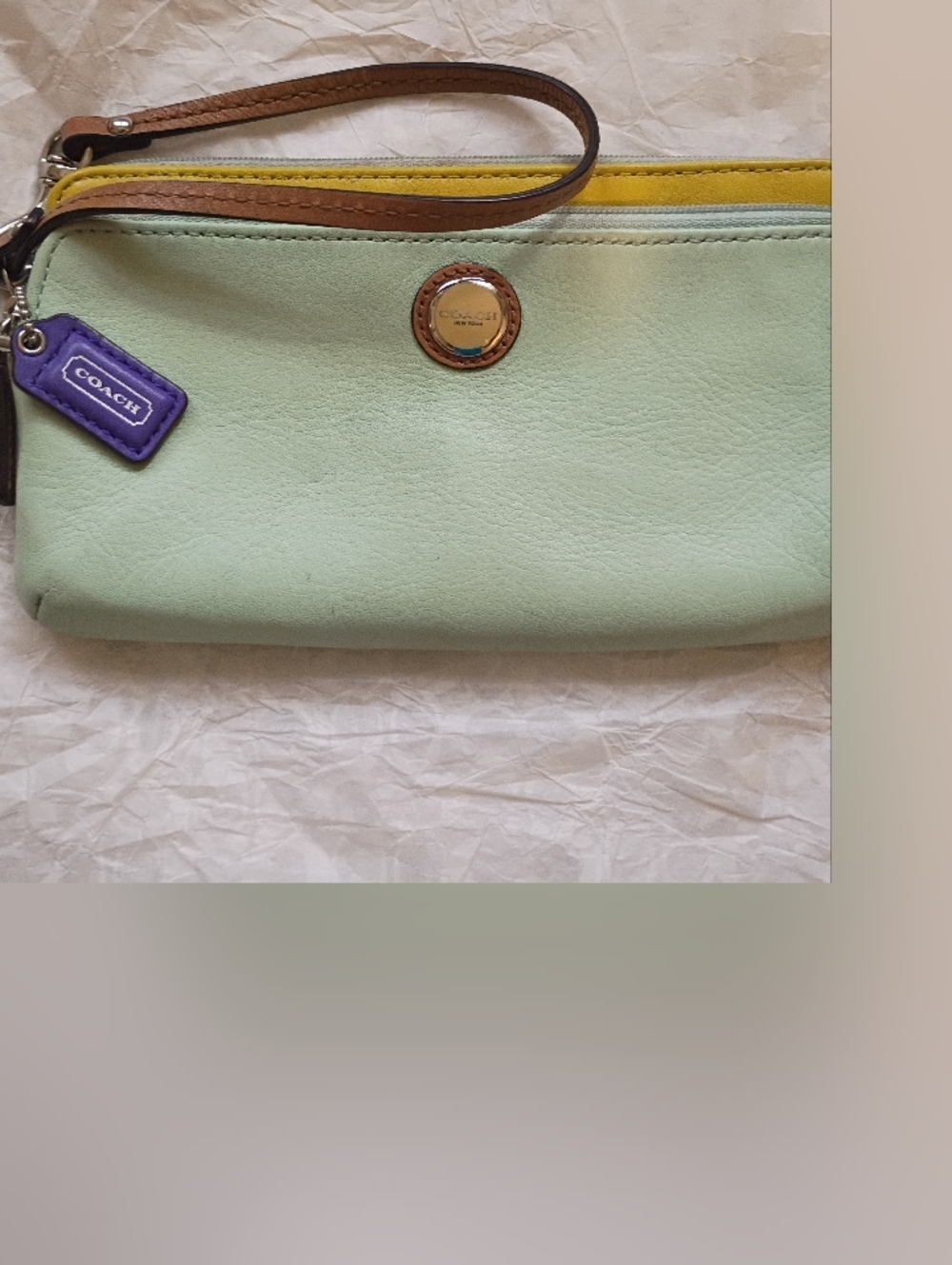 COACH Poppy Colorblock Wristlet/Wallet EUV